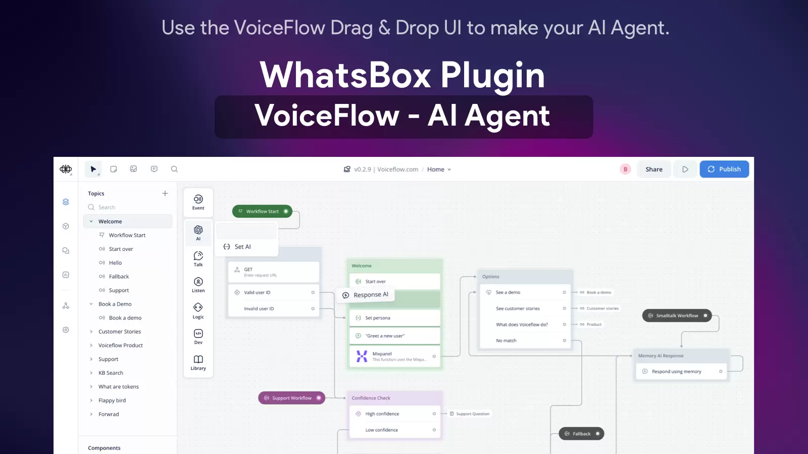 VoiceFlow AI agent for WhatsApp