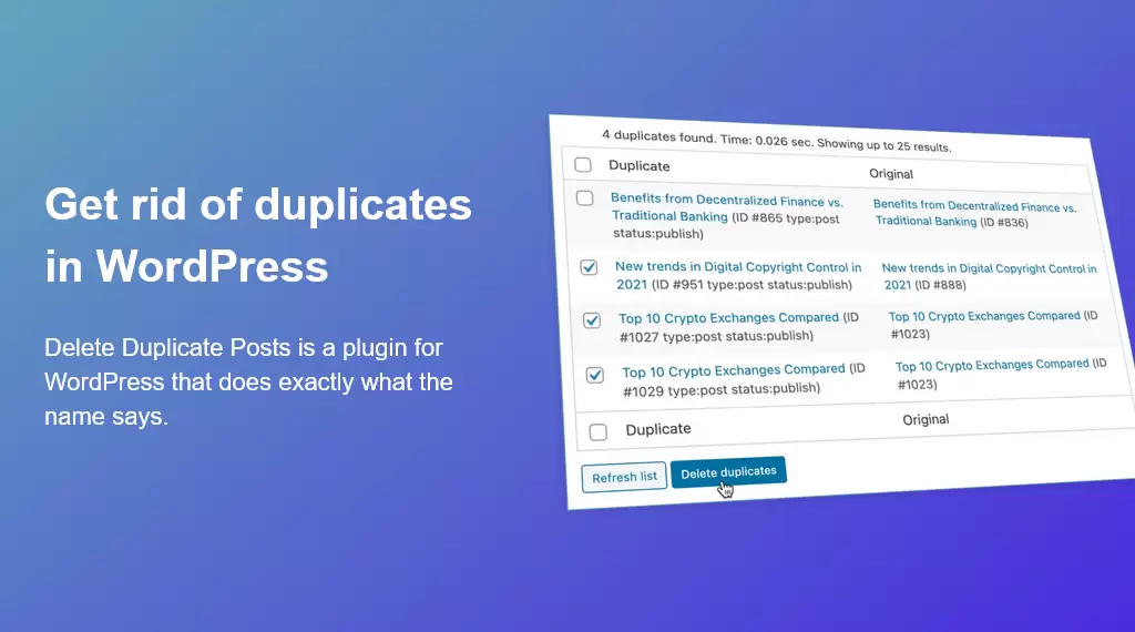 Delete Duplicate Posts Pro